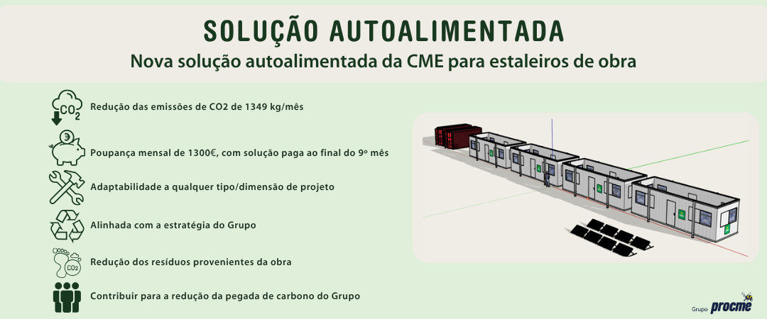 Nova solução da CME para autoconsumo de energia em estaleiros de obra